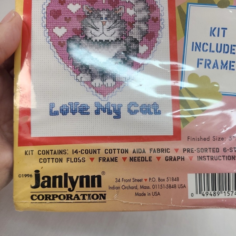 Vtg 1996 Janlynn Cat-A'Tudes Live Me Love My Cat Cross Stitch Kit 1996 - Picture 5 of 6